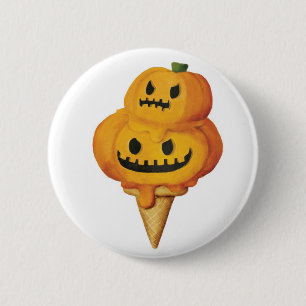 Halloween Pumpkin Ice Cream Cone Ronde Button 5,7 Cm