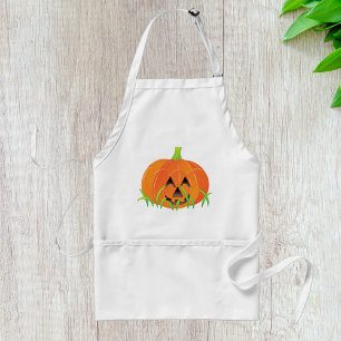 Halloween Pumpkin in Grass Standaard Schort