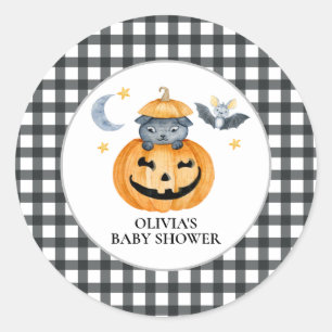 Halloween Pumpkin Jack-O-Lantern Baby shower Ronde Sticker