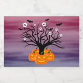 Halloween Pumpkin Jack O' Lantern Dead Tree Likeurfles Etiket (Enkel label)