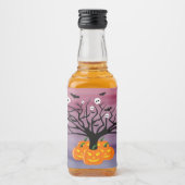 Halloween Pumpkin Jack O' Lantern Dead Tree Likeurfles Etiket (Voorkant)