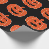 Halloween Pumpkin Jack-O-Lantern Spooky Black Cadeaupapier (Hoek)