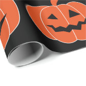 Halloween Pumpkin Jack-O-Lantern Spooky Black Cadeaupapier (Rol Hoek)