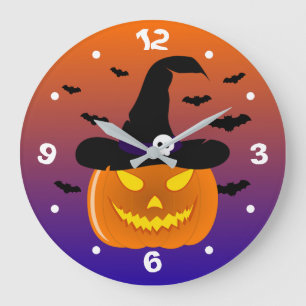 Halloween Pumpkin Jack o' Lantern Witch Pet Grote Klok
