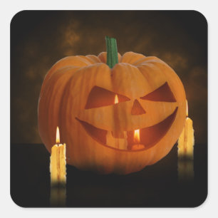 Halloween Pumpkin Lantern met kaarsen Vierkante Sticker
