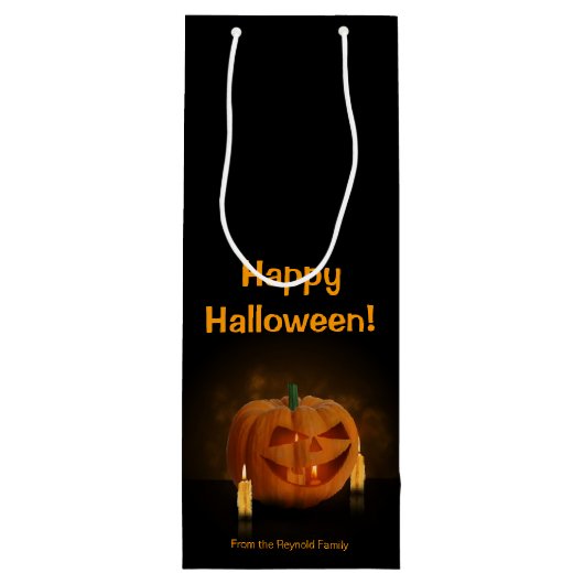 Halloween Pumpkin Lantern met kaarsen Wijn Cadeautas (Achterkant)