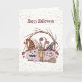 Halloween Pumpkin Lantern Pushroom Floral Kaart (Voorkant)