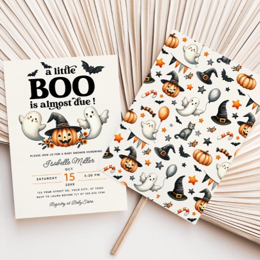 Halloween Pumpkin Little Boo Baby shower Kaart