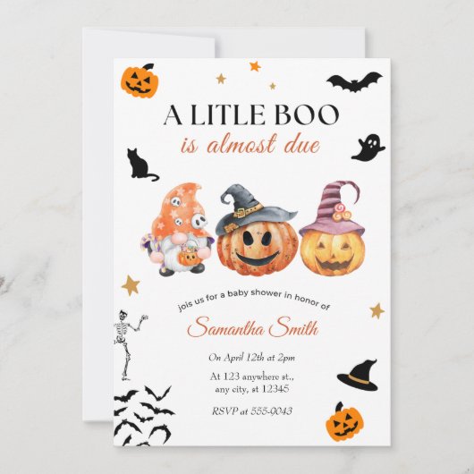 Halloween Pumpkin Little Boo Baby shower Kaart (Voorkant)