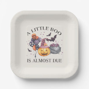 Halloween Pumpkin Little Boo Baby shower Papieren Bordje
