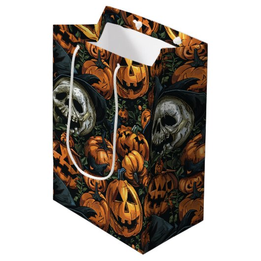 Halloween Pumpkin Medium Cadeauzakje (Voorkant Gekanteld)