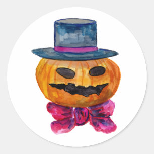 Halloween Pumpkin met Pet- en Bow-stropdas Ronde Sticker