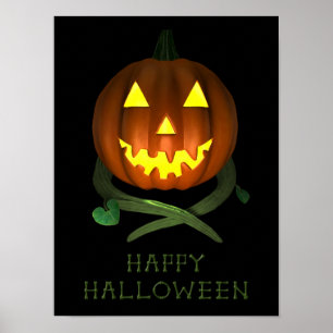 Halloween Pumpkin met wijnstokken Poster