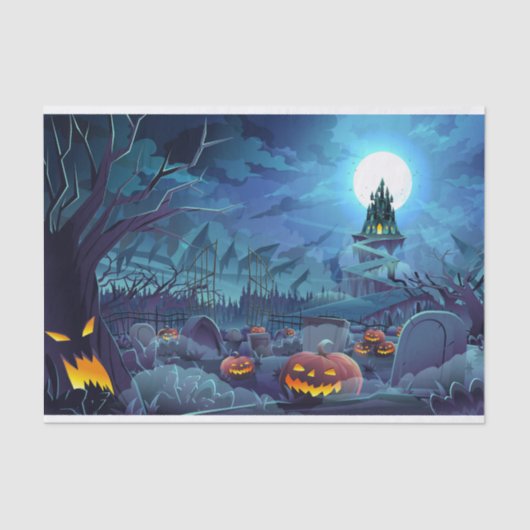 Halloween Pumpkin Moon begraafplaats Tissuepapier (Voorkant)