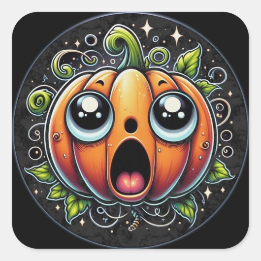 Halloween Pumpkin No 4 Classic Square Stickers (Voorkant)