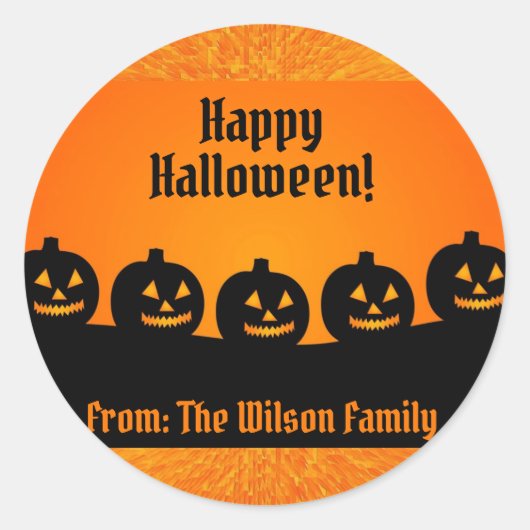 Halloween Pumpkin Oranje Spooky Silhouette Custom Ronde Sticker (Voorkant)