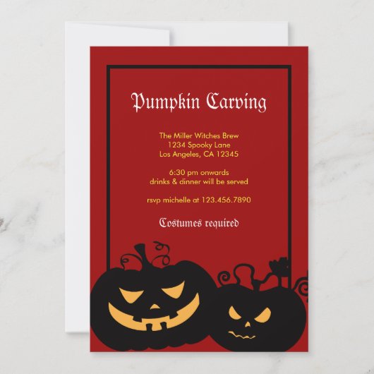 Halloween Pumpkin Party Invitation Kaart (Voorkant)