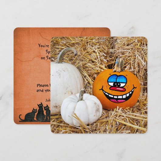 Halloween Pumpkin Party Kaart (Voorkant / Achterkant)