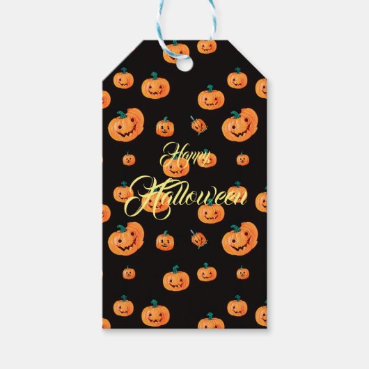 Halloween Pumpkin Pattern Cadeaulabel (Voorkant)