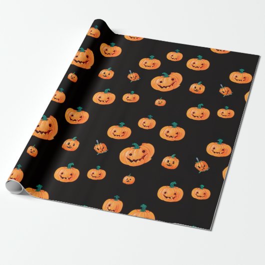 Halloween Pumpkin Pattern Cadeaupapier (Uitgerold)