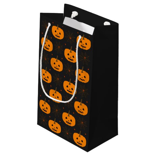 Halloween Pumpkin Pattern Small Gift Bag Klein Cadeauzakje (Achterkant Gekanteld)