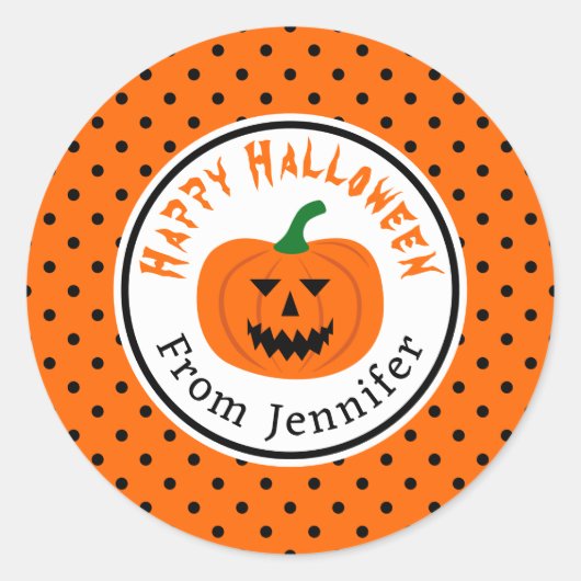 Halloween Pumpkin Polka Dots Stickers (Voorkant)