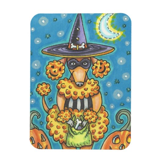 HALLOWEEN PUMPKIN POODLE, DOG MAGNET MAGNEET (Verticaal)