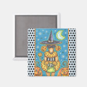 HALLOWEEN PUMPKIN POODLE, DOG MAGNET Square Magneet (Voorkant / Achterkant)