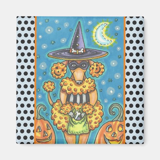 HALLOWEEN PUMPKIN POODLE, DOG MAGNET Square Magneet (Voorkant)
