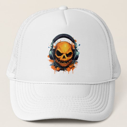 Halloween Pumpkin-schedel Trucker Pet (Voorkant)