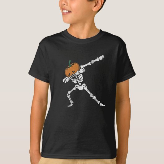 Halloween Pumpkin Skeleton Dab Pose T-shirt (Voorkant)