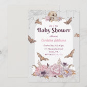 Halloween Pumpkin Skull Baby shower Invitation Kaart (Voorkant / Achterkant)