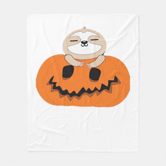 Halloween Pumpkin Sloth Classic T-shirt Fleece Deken (Voorkant)