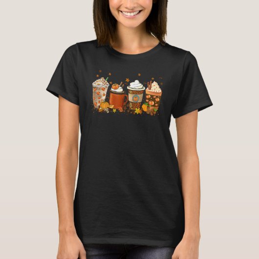 Halloween Pumpkin Spice Latte Fall Coffee Thanksgi T-shirt (Voorkant)