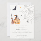 Halloween Pumpkin Spider Web Couples Shower Invite Bedankkaart (Voorkant)