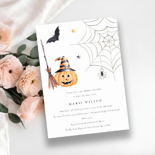Halloween Pumpkin Spider Web Vrijgezellenfeest Inv Bedankkaart