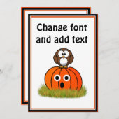 Halloween Pumpkin & Spooked Owl Kaart (Voorkant / Achterkant)