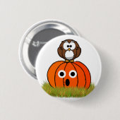 Halloween Pumpkin & Spooked Owl Ronde Button 5,7 Cm (Voorkant /achterkant)