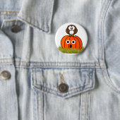 Halloween Pumpkin & Spooked Owl Ronde Button 5,7 Cm (In situ)