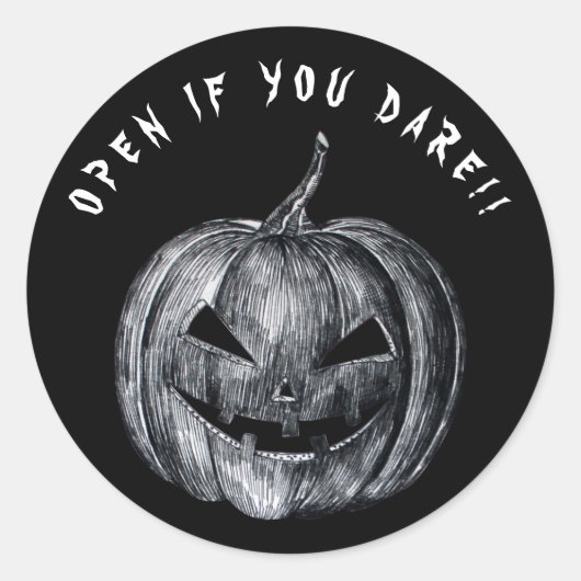 Halloween Pumpkin Spooky Black Ronde Sticker (Voorkant)