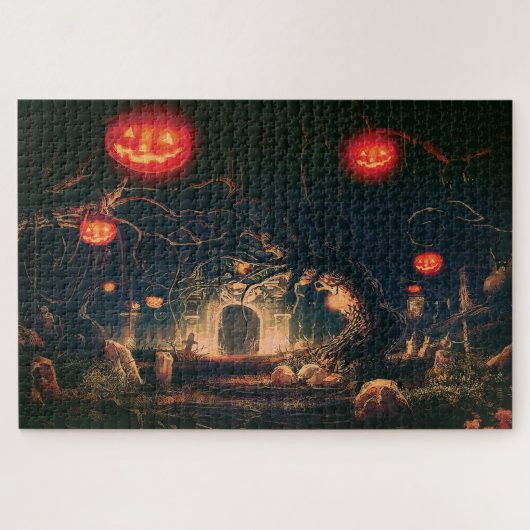 Halloween Pumpkin Spooky Graveyard Puzzle Legpuzzel (Horizontaal)