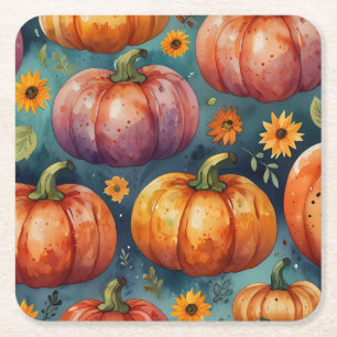 Halloween Pumpkin Vibes designer Vierkante Kartonnen Onderzetter