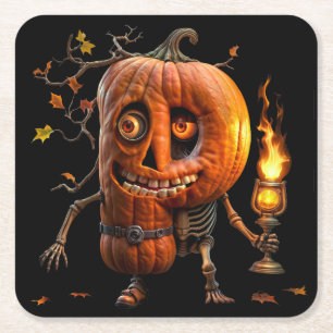 Halloween Pumpkin Vierkante Kartonnen Onderzetter
