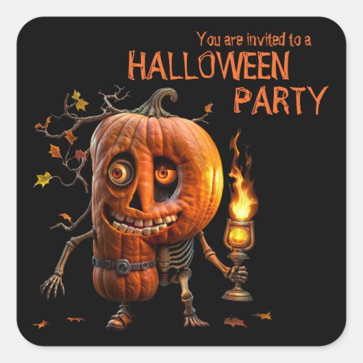 Halloween Pumpkin Vierkante Sticker (Voorkant)