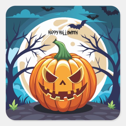 Halloween Pumpkin Vierkante Sticker (Voorkant)