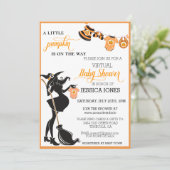 Halloween Pumpkin Virtual Witch Baby shower Kaart (Staand voorkant)