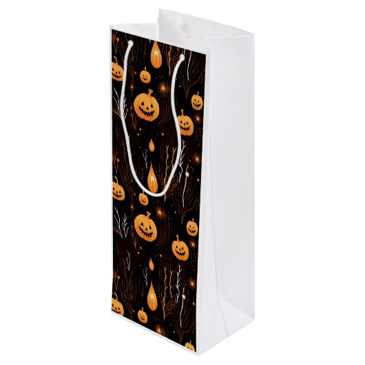 Halloween Pumpkin Wijn Cadeautas (Achterkant Gekanteld)