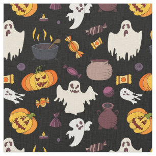 Halloween Pumpkin Witch Ghost Pattern Stof
