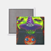 Halloween Pumpkin Witch Magnet Magneet (Voorkant / Achterkant)