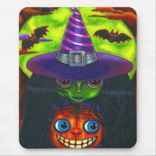 Halloween Pumpkin Witch Mousepad Muismat